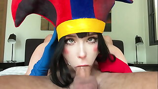 Pomni from The Amazing Digital Circus Deepthroats, Footjobs with the addition of Rough Fucks till 2 Cumshots
